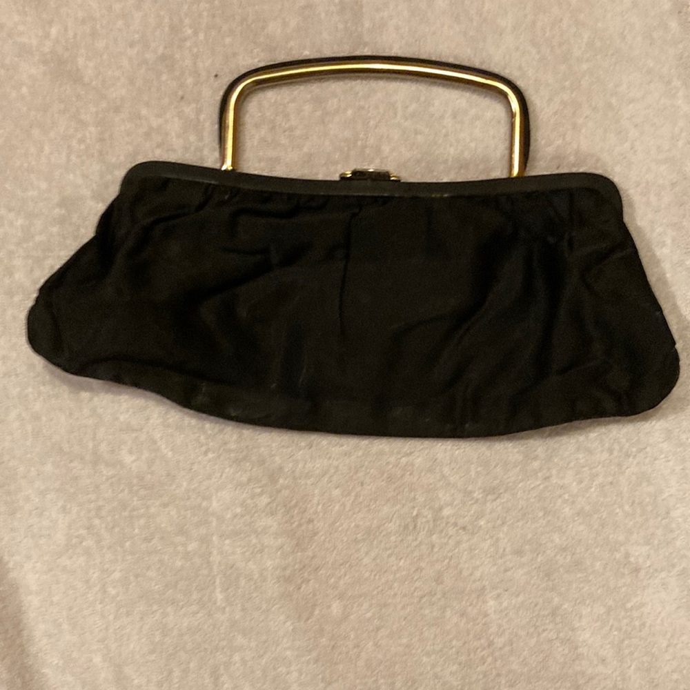 Vintage Black Satin Evening Bag